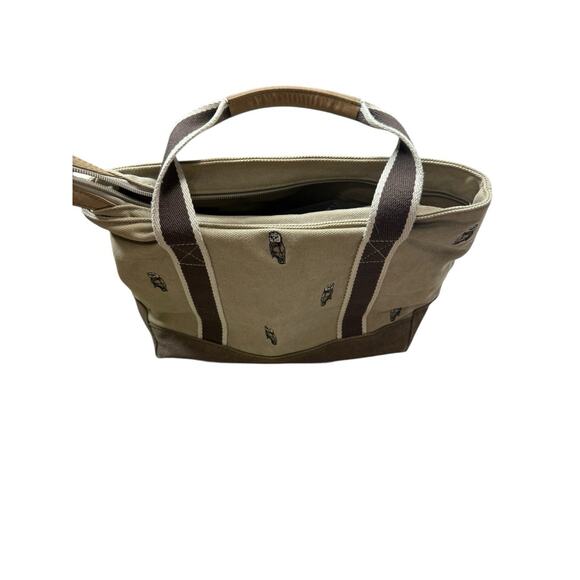 Vintage LL Bean Boat & Mini Tote Bag - Rare Owl Embroidery & Leather Handles - Picture 7 of 8